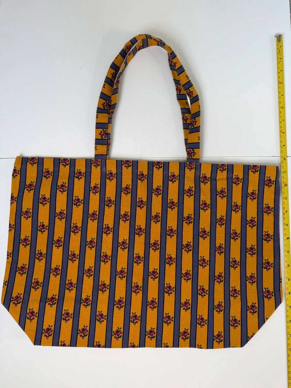 Sézane Paris Large Floral Stripe Shopper Tote Bag